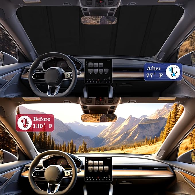 Windshield Sun Shade for Tesla Model S 2012-2025, Custom Front Window Sunshade-Safeguard (for Model S)