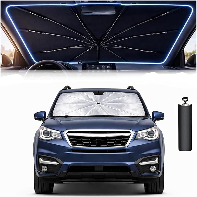Car Windshield Sun Shade Umbrella - Custom-Fit for Su-b a-ru Forester 2014-2018 Umbrella Sunshade,Easy Install,UV Protection & Heat Reflective,Keep Interior Cooler with Storage Bag