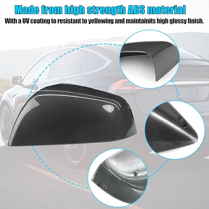 Jaronx Compatible with Tesla Model X Mirror Cover Replacement 2016-2025, Left Driver Side Clip-on Rear View Mirror Cover Cap for Tesla Model X Accessories 1054430-00-D (Midnight Silver)