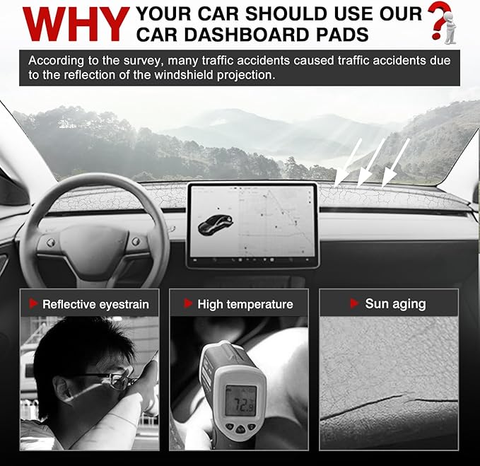 Autorder Dashboard Cover Mat for 2023-2025 2026 Nissan Ariya Accessories Dash Cover Upgrade Velvet Dash Mat Sunshade Glare UV Rays Protector(with HUD)