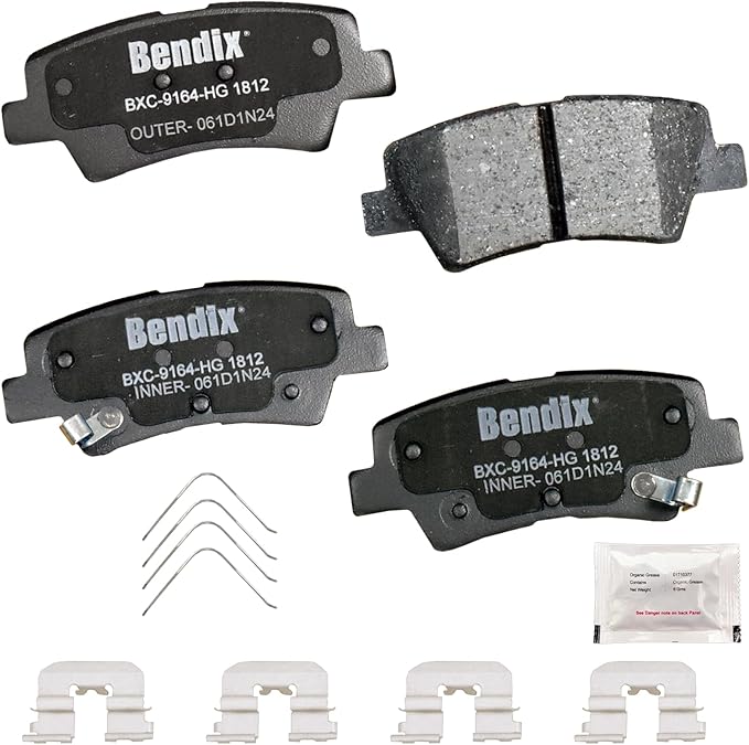 Bendix Priority1 CFC1812 Ceramic Rear Brake Pads for Select Models Hyundai Accent, Elantra, Elantra Coupe, Ioniq, Venue, Kia Niro, Optima, Rio, Rondo