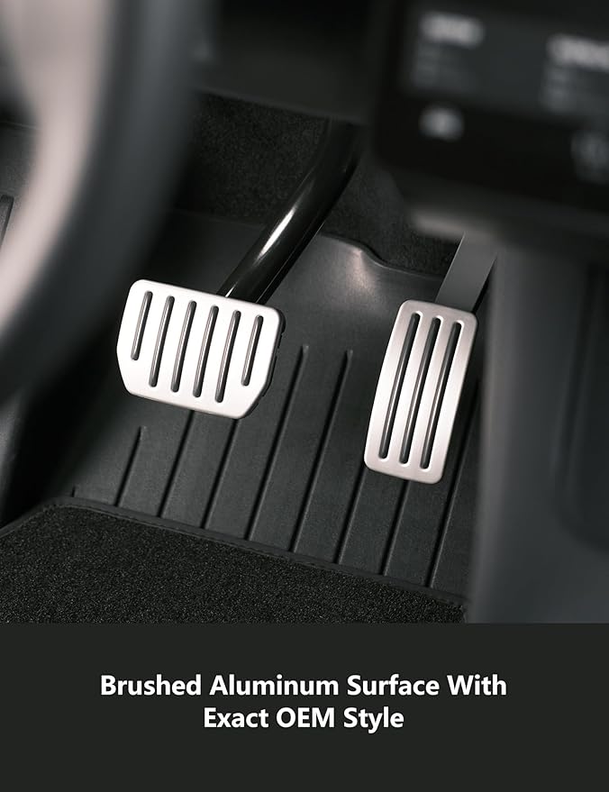 TPARTS Aluminum Self-Flip Lock Performance Pedal Sets Accelerator Brake Pedals Cover for Tesla Model 3 & Model Y Non-Slip Protector Accessories Foot Pedal Pad Replacement