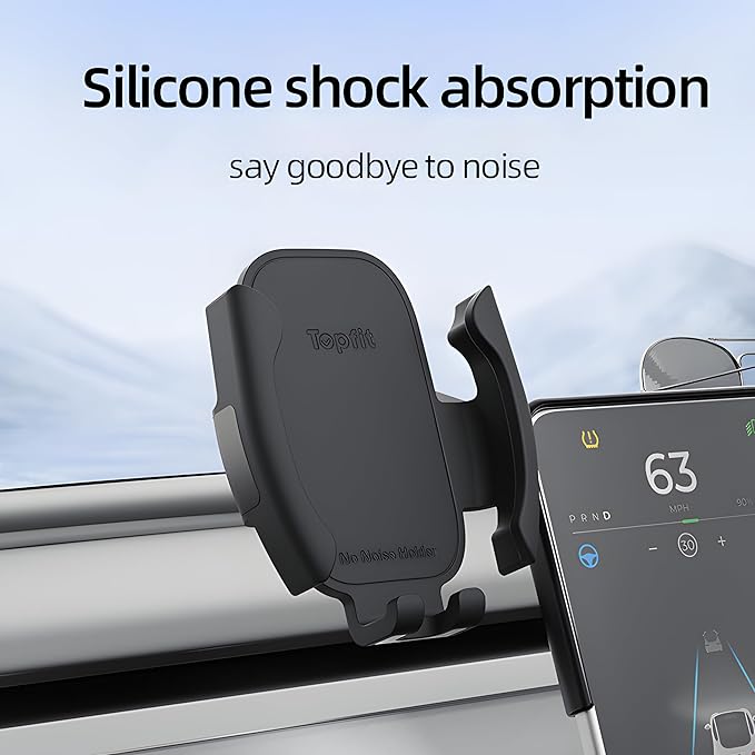 Premium Tesla Phone Mount & Holder for Model Y Juniper (2025-2026+，15.4inch) & Model 3 Highland (2024+),Snap-On Screen Clip with Scratch-Free Felt Base, Solid Alloy Arm