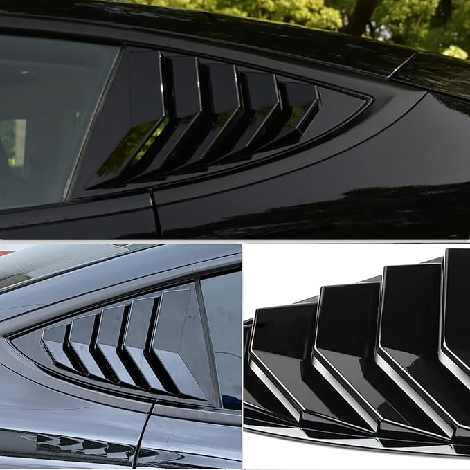 YHCDSEA for Model 3 Rear Side Window Shutter Cover Louver Sport Style Cool Exterior Decoration fit for Tesla Model 3 2017-2026 Accessories (Glossy Black)