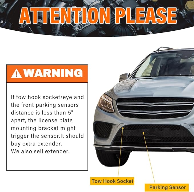 License Plate Holder Front License Plate Bracket No Drill Tow Hook Mount Anti-Theft License Plate Frame Compatible with Mercedes-Benz AMG S Class,-Benz S Class