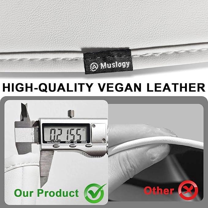 Muslogy Center Console Armrest Cover Fit for Tesla Model Y Refresh 2026 Accessories, Comfort Armrest Pad Console Lid Cushion Vegan Leather Regular Thick (Cream)