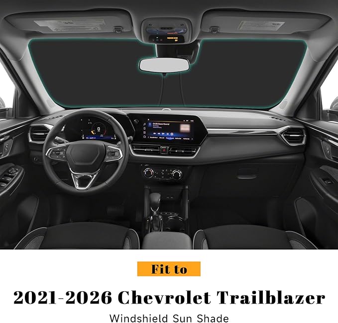 Car Windshield Sun Shade for Chevy 2021-2025 2026 Trailblazer Accessories (OEM Design) Reflective Foldable Heat Insulation Sunshade for Ultimate Protection