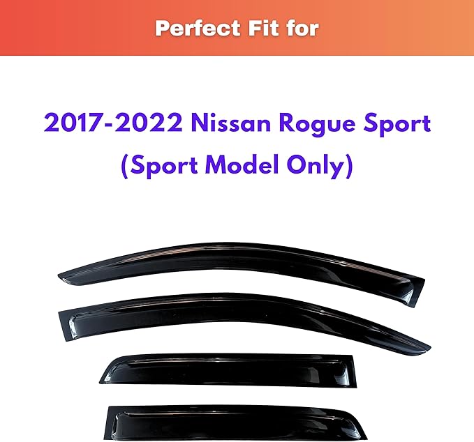 KPY Rain Guards Fit for 2017-2022 Nissan Rogue Sport, Out-Channel Window Visors Vent Wind Deflectors 4PC, Car Accessories for 17-22 Rogue Sport (Sport Model Only)