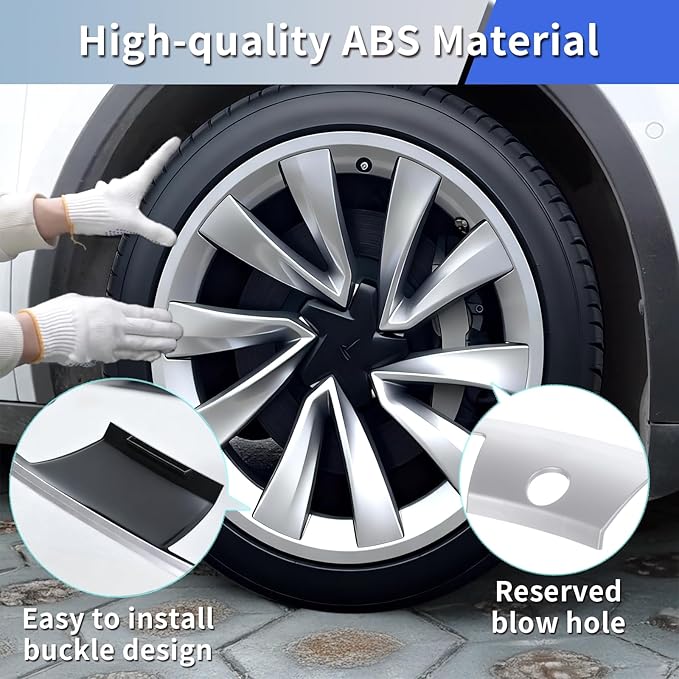 Tesla Wheel Cover 2026 Model Y|Wheel Rim Protector Fit Juniper 20" Helix 2.0 Wheels 4PCS ABS Guard Hubcap Cover for Curb Rash Prevention| Tesla Model Y Juniper Accessories 2025 2026 |Silver(Set of 4)