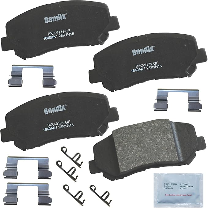 Bendix Priority1 CFC1640AK1 Ceramic Front Brake Pads for Jeep Cherokee 2014-2022 (only models with Single Piston Front Caliper, without heavy duty brakes, brake code BRF)