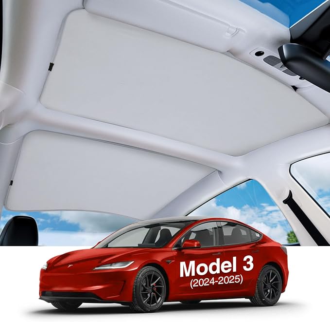 2025 Tesla Model 3 Sunshade for Tesla Model 3 Accessories No Sag Sun Protection Roof Shade Heat Insulation Foldable Roof Sun Shade Car Accessories 2024-2025