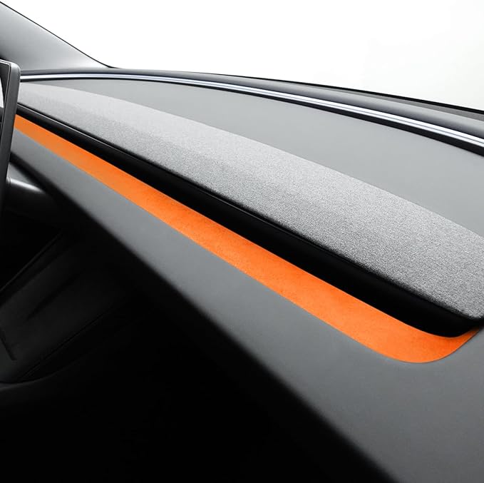 Betterhumz Car Dashboard Panel Trim for Tesla Model 3 M3 Highland 2026 2024 2025 Center Console Front Air Condition Vent Cover Sticker Moulding Tuning Accessories (for Alcantara Orange)