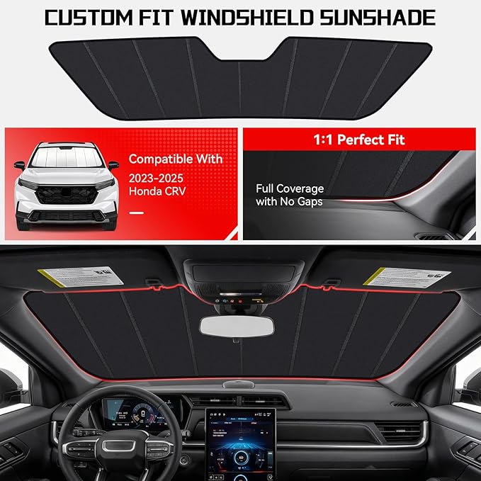 Windshield Sun Shade Custom Fit for Honda CRV 2023-2026, Accordion Folding Thick Window Sunshade Block Heat 99% UV Rays Sun Visor Keep Cooler Car Accessories