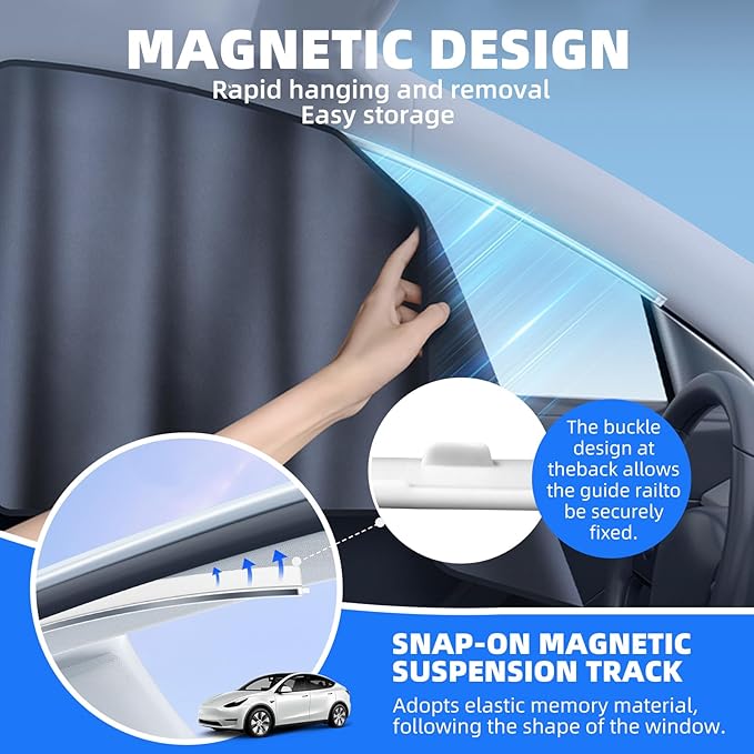 Tesla Model Y/3 Sunshade, Magnetic Side Window Sun Shade, Car Privacy Window Shade for Baby, Removable Curtains, Tesla Model y/3 Accessories 2025 (Model Y)