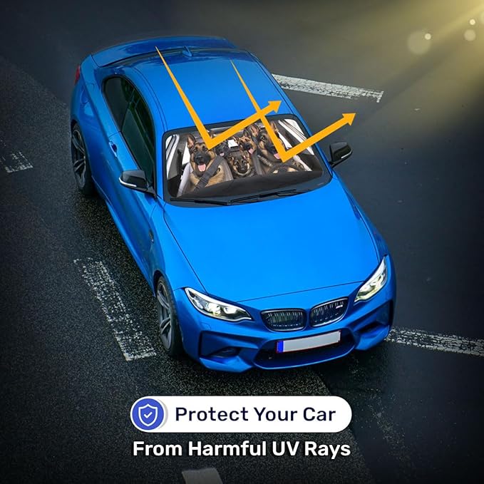 Horror Windshield Sun Shade for Car SUV Truck (55x30 Inches), Front Window Visor for Windows, Protector Blocks UV