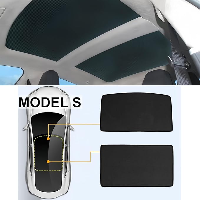 2021 2020 2019 2018 2017 2016 Tesla Model S Glass Roof Sunshade UV Ray Protection, Foldable Sunroof Sunshade Top Window Sun Shades for Tesla Model S