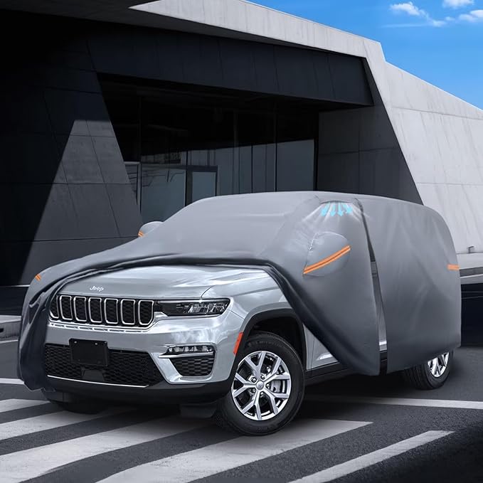 Waterproof Jeep Cherokee(1975-2023) Car Cover with Breathable Vents, [2026 Upgrade] Premium Covers with Cotton Liner and Zipper Door, Sun Rain Snow Dust Uv Protection.(Gift with Towel)