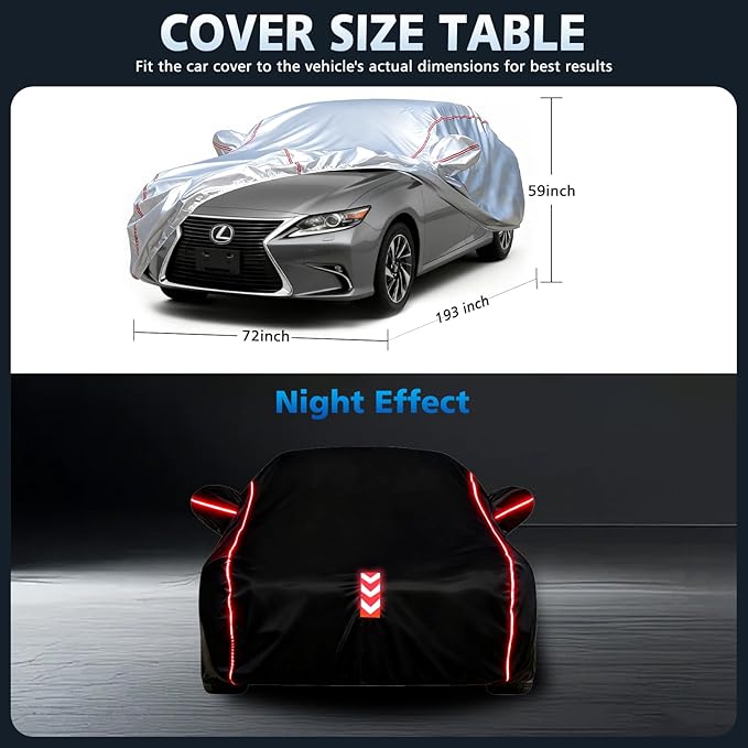Car Cover Waterproof All Weather for Lexus ES 2001-2025,All-Around Fastening and 4 Upgrades, 30s Quick-Install for Car Cover
