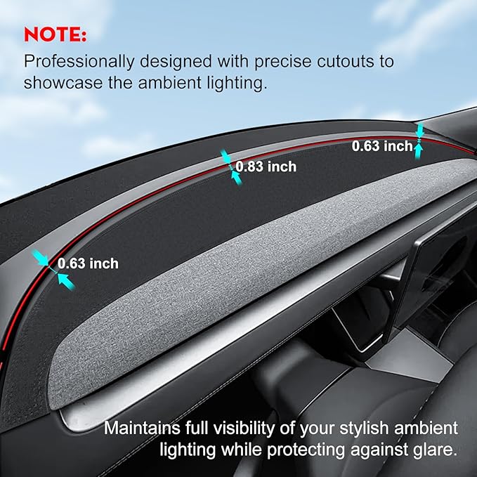 for Tesla Model Y Juniper Dashboard Cover,[Anti-Glare and Dustproof] Suede Dashboard Pad Dash Mat Compatible with New Tesla 2025-2026 New Model Y Juniper Accessories