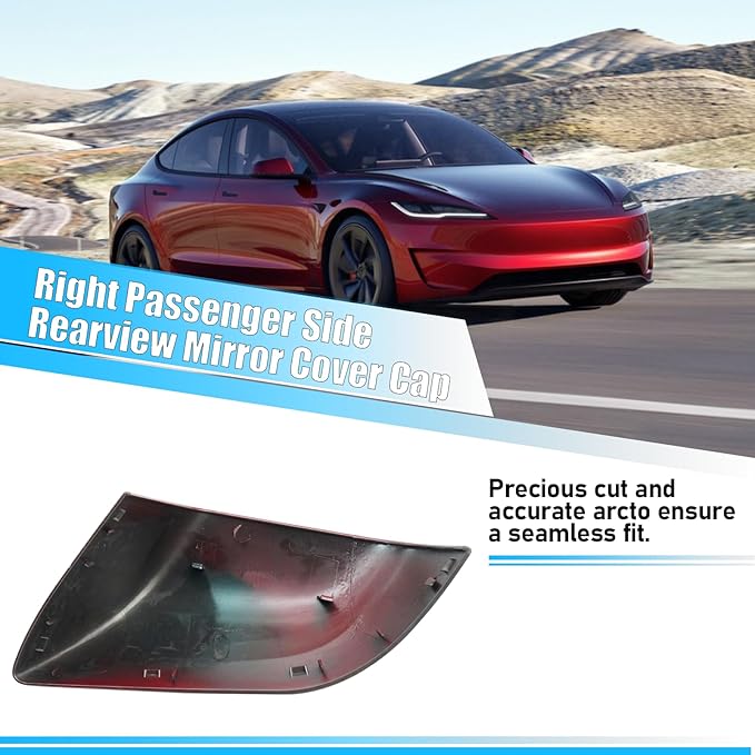 Jaronx Compatible with Tesla Model 3 Side Mirror Cover Replacement 2017 2018 2019 2020 2021 2022 2023 2024 2025, Passenger Side Rear View Mirror Covers Caps for Model 3 Accessories(Red)