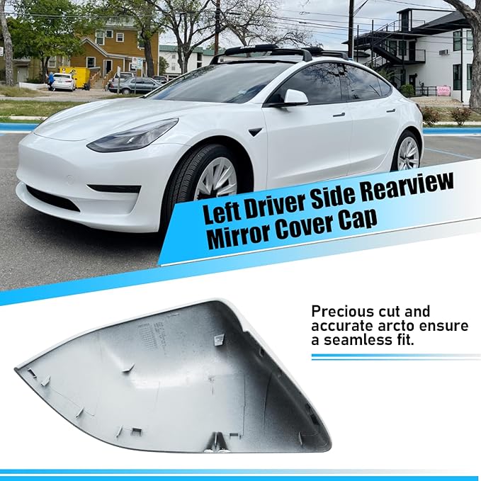 Jaronx Compatible with Tesla Model 3 Side Mirror Cover Replacement 2017 2018 2019 2020 2021 2022 2023 2024 2025, Driver Rear View Door Mirrors Cover Caps for Tesla Model 3 Accessories(Pearl White)