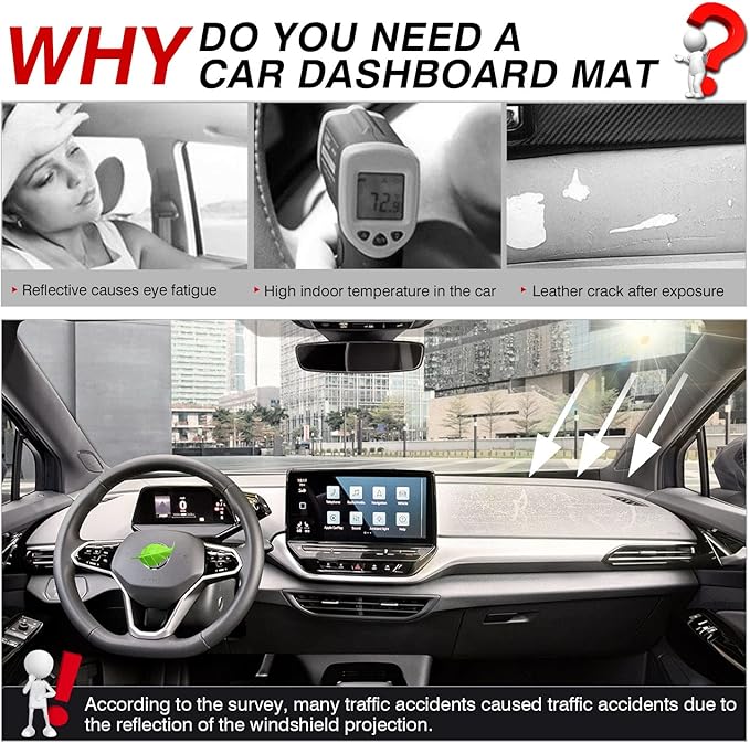 Autorder Dashboard Cover Mat for Volkswagen ID.4 VW ID4 2021-2025 2026 Accessories Dash Cover Flannel Dash Mat Sunshade Glare UV Rays Protector
