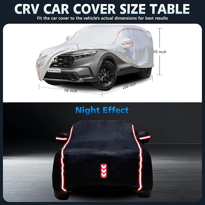 Car Cover Waterproof All Weather for Honda CRV 1996-2025,All-Around Fastening and 4 Upgrades, 30s Quick-Install for Car Cover