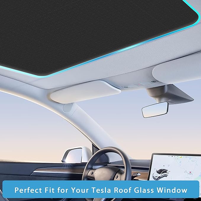 TOPABYTE Roof Sunshade for Tesla Model 3 Highland 2026-2024 Glass Sunroof Shade Window Insulation UV & Heat Protection Double-Layer Sun Shade, Black
