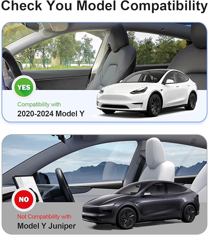 Tesla Model Y 2020-2024 Side Window Sunshade for Privacy | UV & Heat Protection, Easy Static Cling Installation | Semi-Transparent Covers for Daytime Driving | Not for 2025 2026 Juniper
