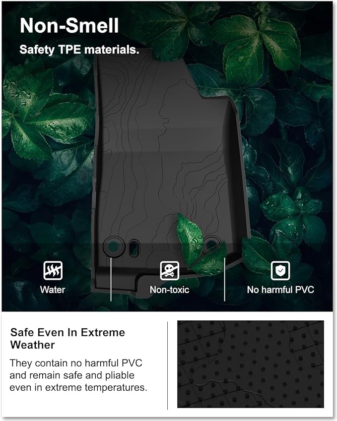KIWI MASTER Floor Mats for 2018-2026 Jeep Wrangler JL 2-Door, OEM Replacement 82215202AE, Custom Fit All Weather Car Mats, Heavy Duty TPE Floor Liners, Front & Rear 2 Row, Black