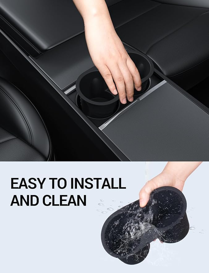 Motrobe 2025 2026 Tesla Model Y Juniper Cup Holder Insert 2024 2025 2026 Model 3 Highland Center Console Cupholder Silicone Model 3 Highland Model Y Juniper Accessory (Standard/Premium/Performance)