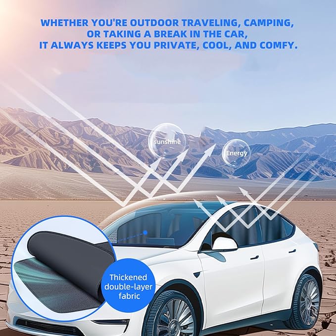 Tesla Model Y/3 Sunshade, Magnetic Side Window Sun Shade, Car Privacy Window Shade for Baby, Removable Curtains, Tesla Model y/3 Accessories 2025 (Model Y)