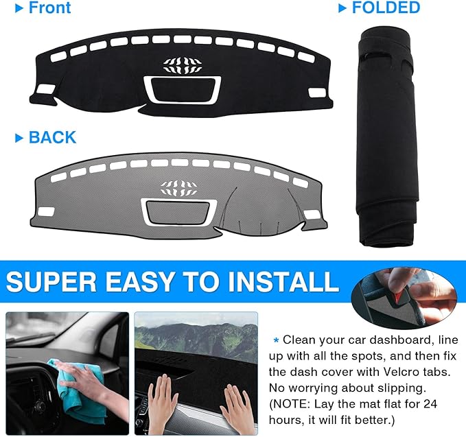 Autorder Dashboard Cover Mat for Volkswagen Atlas 2018-2023 VW Atlas Cross Sport Accessories Dash Cover Flannel Dash Mat Sunshade Glare UV Rays Protector