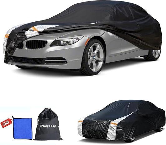 10 Layers Car Cover Custom Fit for Tesla Z4 2017-2026 100% Waterproof All Weather Automobiles, Gift with Towel, Heavy Duty Car Covers for Rain Sun UV Protection with Door Zipper.