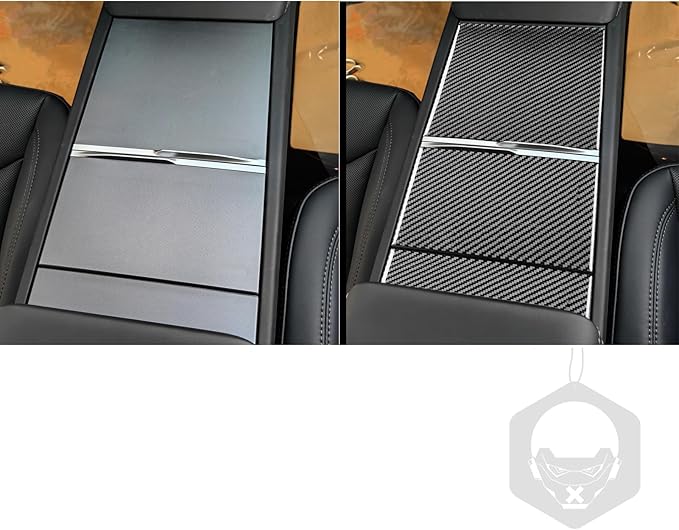Center Console Storage Box Panel Cover Carbon Fiber Sticker Car Interior Trim Compatible with Tesla Model 3 Accessories 2024 2025 Central Control Panel Decorative Sticker