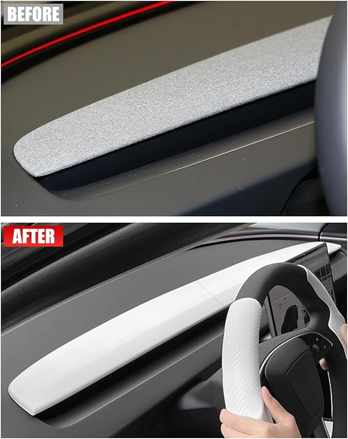 KKTR-CAR Dashbooard Cover 2pcs ABS Dashboard Panel Trim Cover Sticker Compatible with Tesla Model Y Juniper 2025 2026 Model 3 Highland 2024-2026 (Matte White)