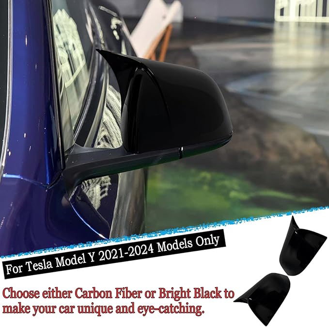 Side Mirror Cover,for Tesla Model Y 2021-2024，2PCS Turn Signal housing Cover Sets car Accessories -Bright Black（Not Fit 2025 Juniper）