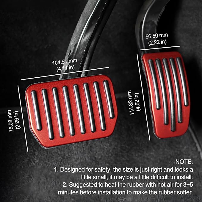 Red Foot Pedal Pads Set for Tesla Model 3 Model Y 2016-2026, Non-Slip Pedal Covers Accessories, Aluminum Accelerator/Brake Foot Pedal Pad for Model Y(Juniper) Model 3(Highland)