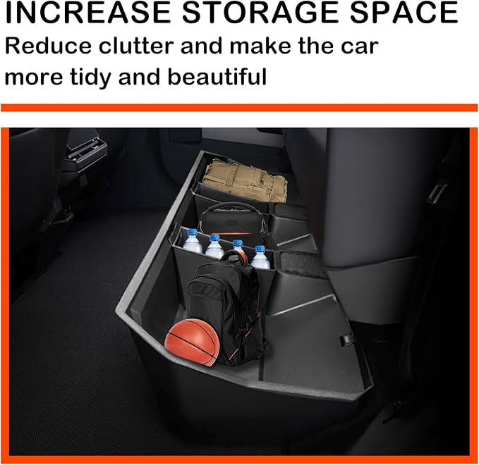 PENSUN Rear Under Seat Storage Box Fit for Tesla Cybertruck 2024, Hidden Second Row Underseat Storage Bin Organizer Black Tool Box for Cyber Truck Accessories