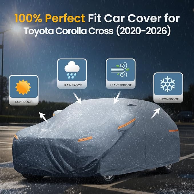 Waterproof Corolla Cross(2020-2026) Car Cover with Breathable Vents, [2025 Upgrade] Premium Covers with Cotton Liner and Zipper Door