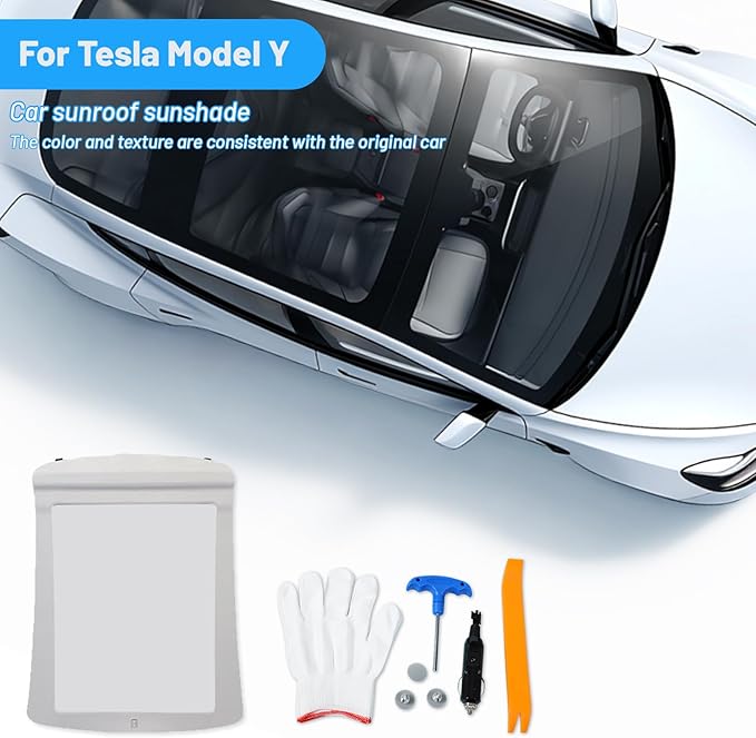 Electric Sunshade Roof for 2019-2024 Tesla Model Y, Retractable Sun Visor, 5-Layer 99.9% UV Protection, Silent Motor