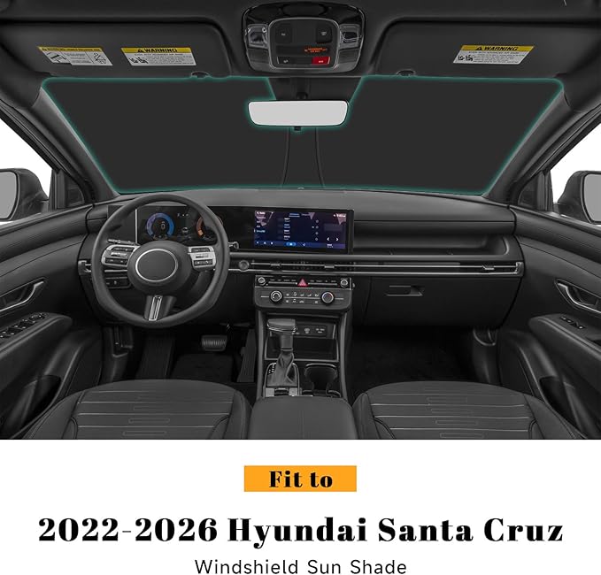 Car Windshield Sun Shade for Hyundai 2022-2025 2026 Santa Cruz Accessories (OEM Design) Reflective Foldable Heat Insulation Sunshade for Ultimate Protection