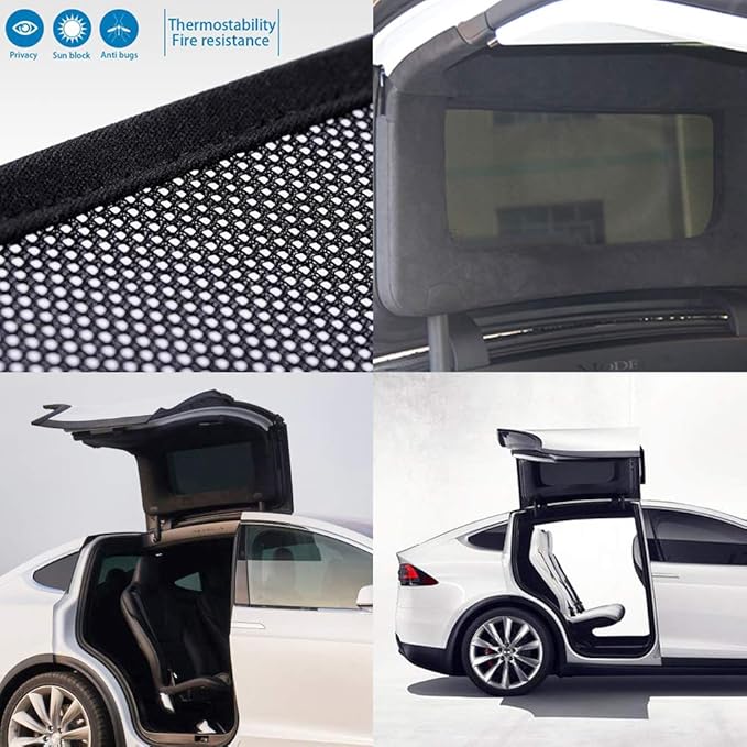 Upgrade Falcon Wing Windows Foldable Sunroof Shades UV Rays Protection - 2 Pieces Compatible with Tesla Model X (Black)