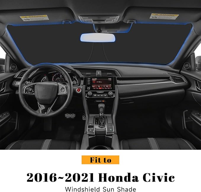 Car Windshield Sun Shade for Honda 2016-2021 Civic Accessories (OEM Design) Reflective Foldable Heat Insulation Sunshade for Ultimate Protection