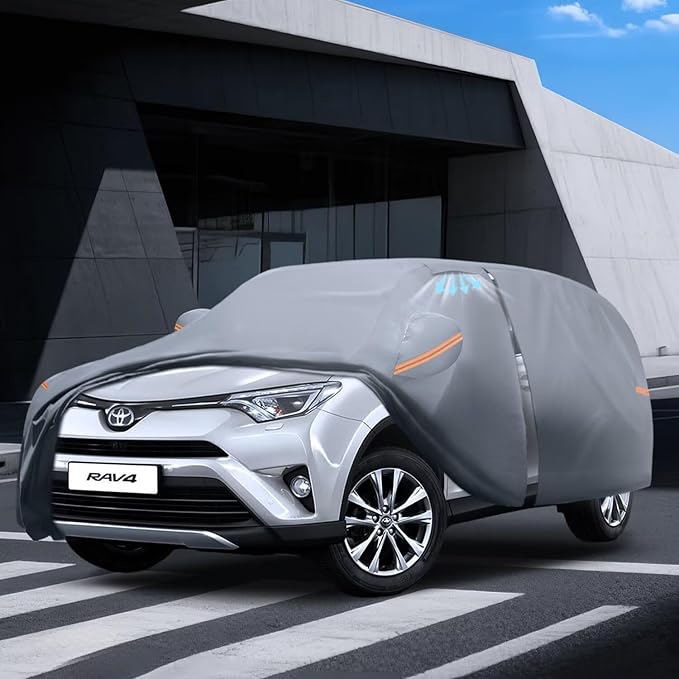 Waterproof Toyota RAV4(2015-2026) Car Cover with Breathable Vents, [2026 Upgrade] Premium Covers with Cotton Liner and Zipper Door, Sun Rain Snow Dust Uv Protection.(Gift with Towel)