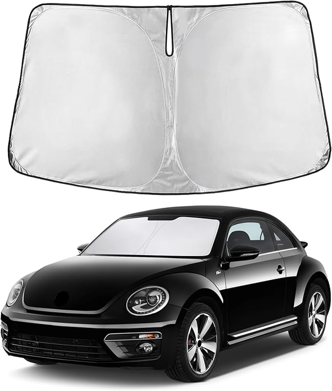 EcoNour Windshield Sunshade Compatible for Volkswagen VW Beetle 2012-2017 2018 2019, Sun Visor for Front Windshield & Window Sun Shade Cover, UV Heat Blocker & Protector, Car Accessories