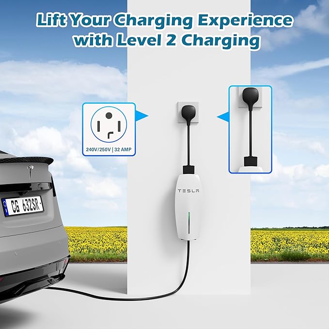 HiFind NEMA 14-30 Adapter for Tesla Gen 2 Mobile Charger 1 Ft, Connect Tesla Portable Charger to 14-30 Plug 240/250V Outlet 32Amp Fast Charging for EV, Model S/3/X/Y, Safe & Durable, ETL, Black