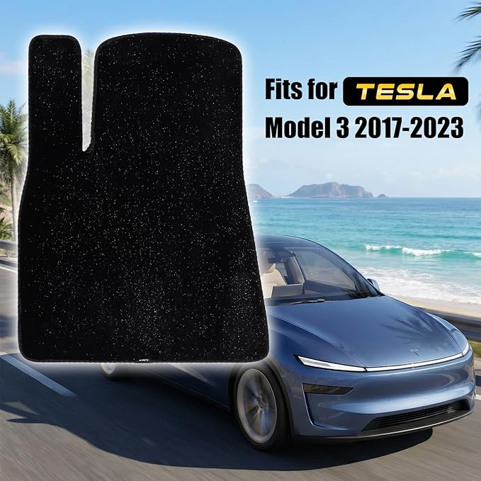 Floor Mats Fits for 2017-2023 Tesla Model 3, 3PCS 0.6" Thick Waterproof Anti-Slip Car Accessories, Premium Plush Odorless Floor Mats for 5-Seater, Noise-Reducing