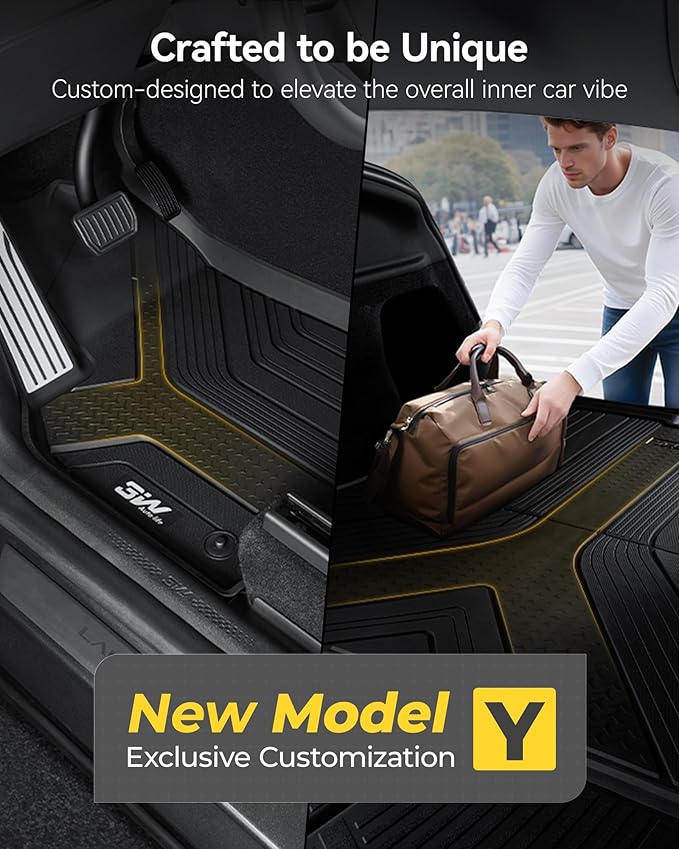 3W Tesla New Model Y Juniper Floor Mats and Cargo Liners, TPE Floor Liner for 2025 2026 Model Y, Trunk Mats & Seat Back Cover Protector, Tesla Model Y Juniper Accseeories(Not For Standard), Vigormold™