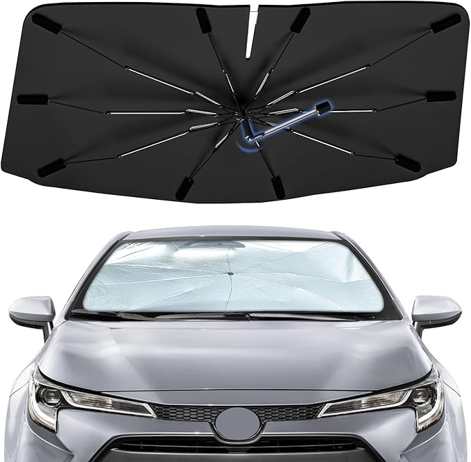 Windshield Sun Shade Umbrella for Toyota Corolla 2020-2024, Foldable Sunshade for Car Front Window, 360 Rotation Automotive Interior UV Protection for Outdoor Parking, Keep Car Cool